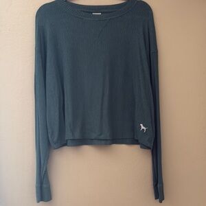 Green Long Sleeve Ribbed Top